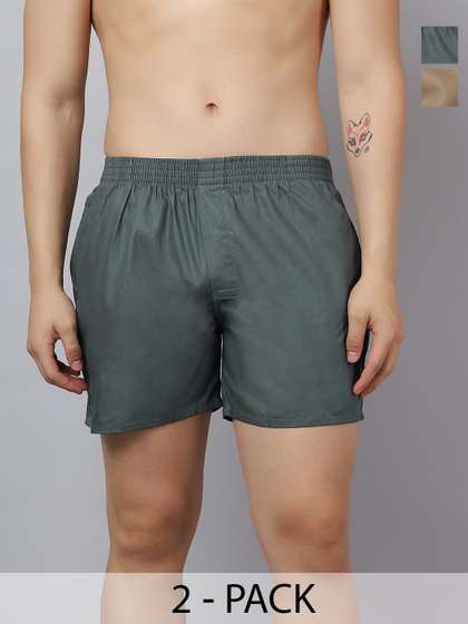 WYSE Pack Of 2 Pure
                        Cotton Mid-Rise Boxers