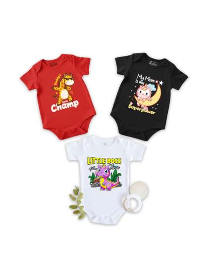 karmikh clothing &
                    lifestyle Infants Pack Of 3 Printed Cotton Bodysuit