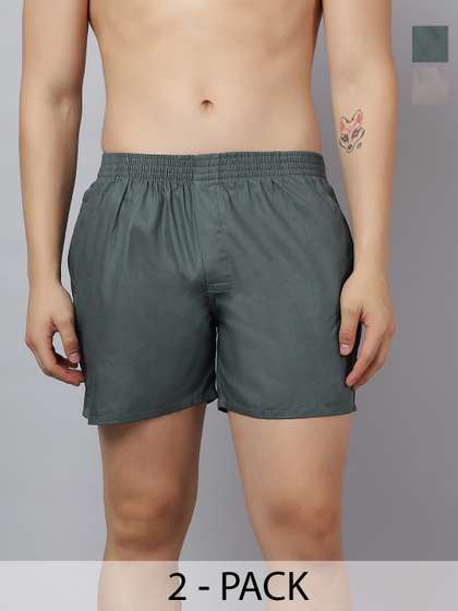 WYSE Pack Of 2
                          Pure Cotton Mid-Rise Boxers