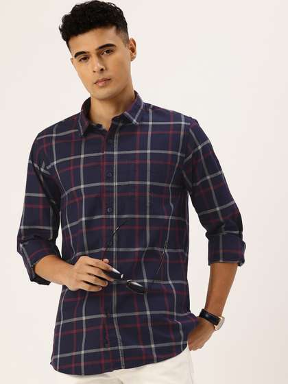 Peter England Slim
                        Fit Checked Pure Cotton Casual Shirt