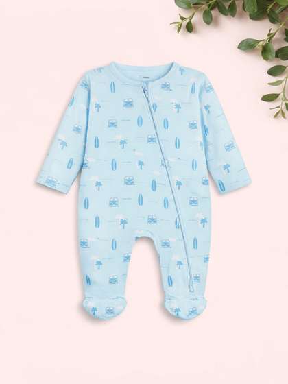Kidbea Infant Kids
                      Printed Organic Cotton Full Sleeve Zip Sleepsuit