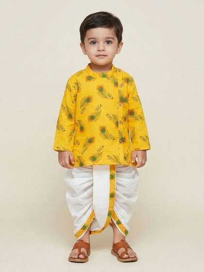 mustmom Boys Ethnic
                      Motifs Printed Kurta & Dhoti