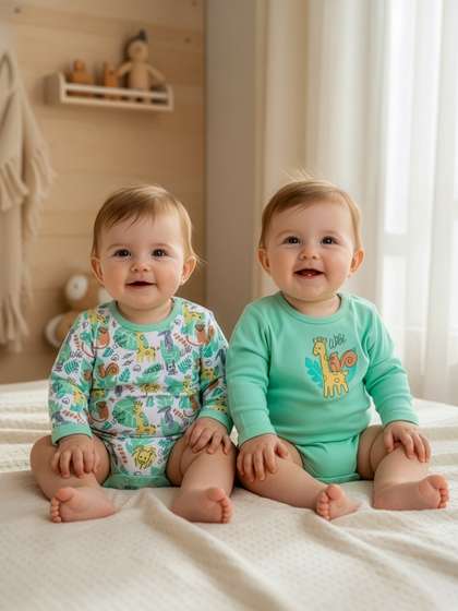 MeeMee Infants Pack Of
                      2 Printed Pure Cotton Round Neck Bodysuit