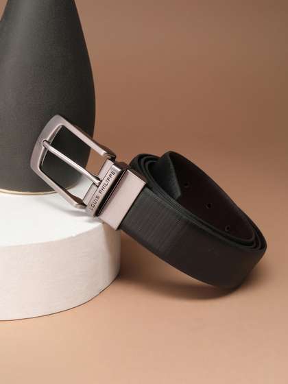 Louis Philippe Men
                    Italian Leather Brush Gun Metal Buckle Formal
                    Reversible Belt