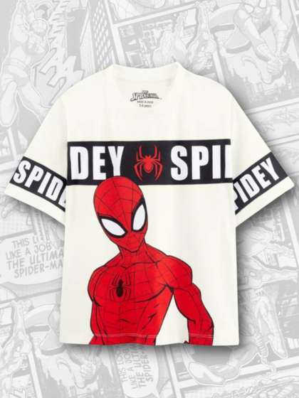 Nap Chief Kids Unisex
                    Marvel Spider Man Printed Cotton Oversized Fit
                    T-shirt