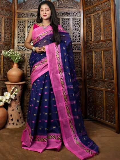 PUSPA FASHION Floral
                        Zari Pure Cotton Taant Saree
