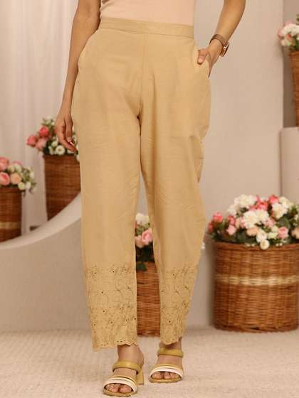 Libas Women Ethnic
                        Motifs Embroidered Flared Ethnic Palazzos