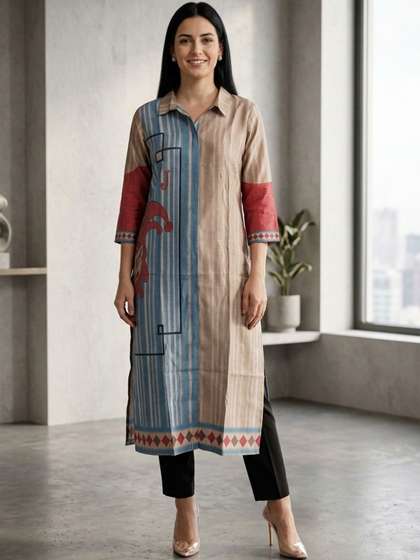 AADVIKA Women
                          Quirky Yoke Design Chanderi Silk Kurta