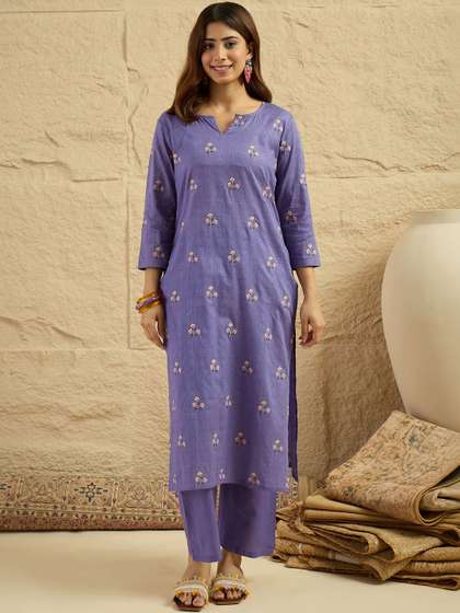 Anouk Women
                          Embroidered Regular Thread Work Chanderi Silk
                          Kurta with Trousers & With Dupatta