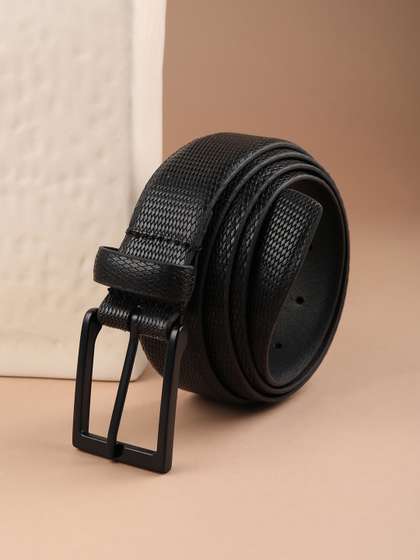 Louis Philippe Men
                    Embossed Italian Leather Zinc Alloy Buckle Formal
                    Profile Belt
