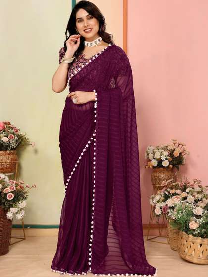 LOOM SUTAA Pure
                        Chiffon Designer Saree