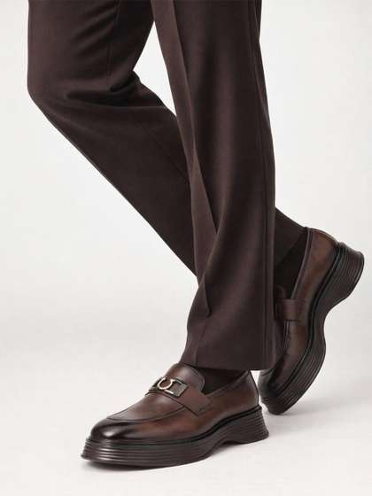 House of Pataudi Men
                        Square Toe Slip-On Formal Loafers