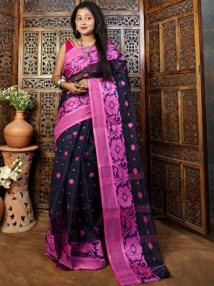 PUSPA FASHION
                          Floral Zari Pure Cotton Taant Saree