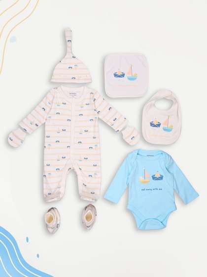 Pantaloons Baby Boys
                    Printed Pure Cotton Baby Apparel Gift Set