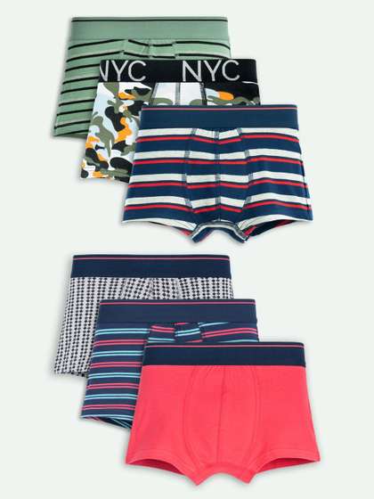 ariel Boys Pack of 6
                    Cotton Blend Assorted Printed Trunks