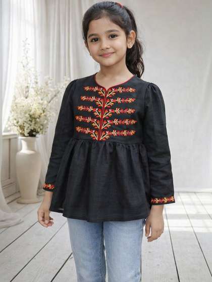 BAESD Girls Black
                    Viscose Rayon Tops