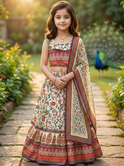 KALINI Girls Printed
                    Ready to Wear Lehenga & Blouse With Dupatta