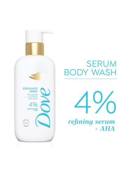 Dove 4% Refining
                          Serum + AHA Exfoliate Away Serum Body Wash -
                          300 ml