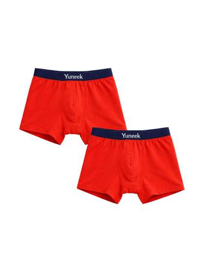 Yuneek Boys Pack of 2
                    Cotton Blend Assorted Solid Trunks