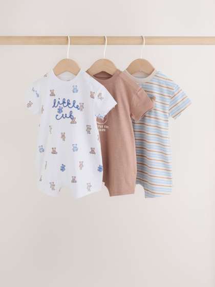 NEXT Kids Boys Pack Of
                      3 Printed Pure Cotton Romper