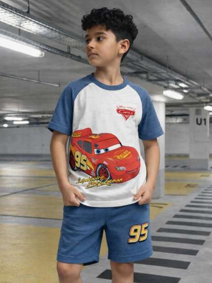Nap Chief Kids
                          Unisex Disney Cars OG McQueen Printed Cotton
                          T-shirt With Shorts