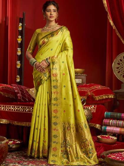 KALINI Ethnic Motifs
                        Zari Silk Blend Designer Paithani Saree