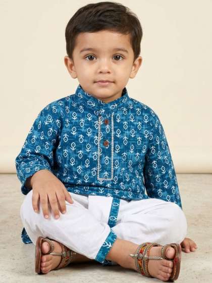 mustmom Boys Ethnic
                    Motifs Printed Regular Kurta with Dhoti Pants