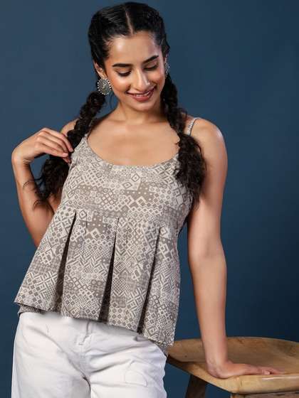 HERE&NOW Print
                        Ethnic Cotton Crop Top