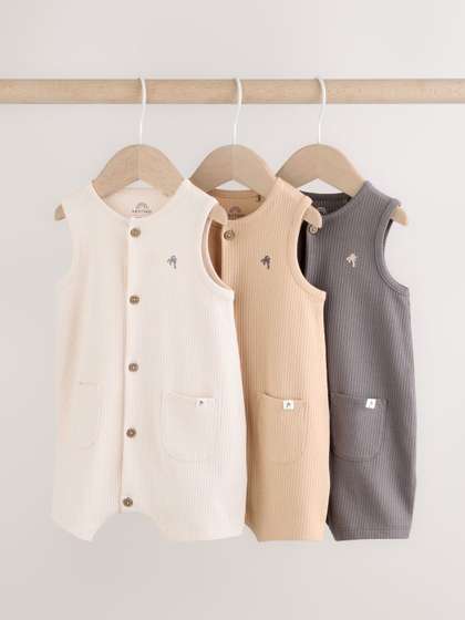 NEXT Infant Boys Pack Of
                    3 Pure Cotton Rompers