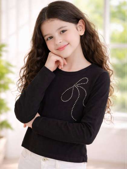 Purple United Kids
                      Girls Black Smart Casual Style Full Sleeves
                      Tshirt