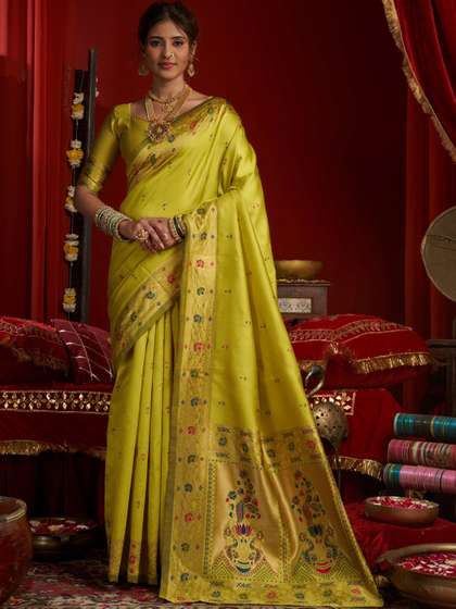 KALINI Floral Zari
                        Silk Blend Designer Paithani Saree