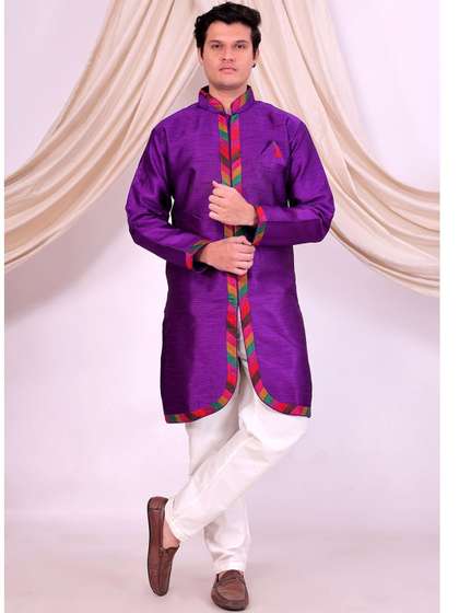 Desibutik
                        Embroidered Mandarin Collar Sherwani
