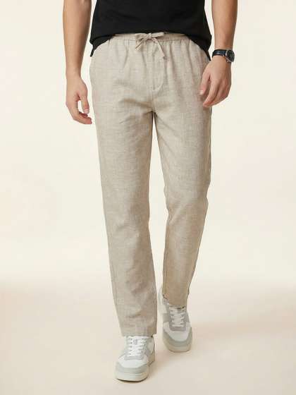 Nautica Men Cotton
                          Linen Regular Fit Trouser