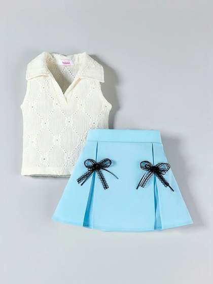 Hopscotch Girls Printed
                    Top with Skirt