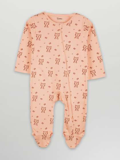 Kidbea Infants Printed
                    Full Sleeve Zip Sleepsuits