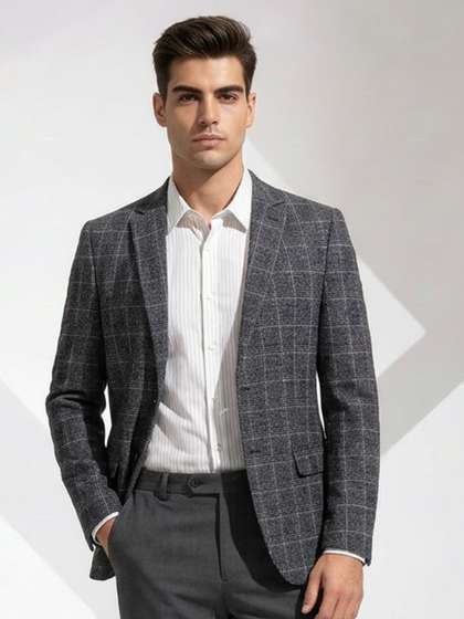 INVICTUS Checked
                        Single Breasted Blazer