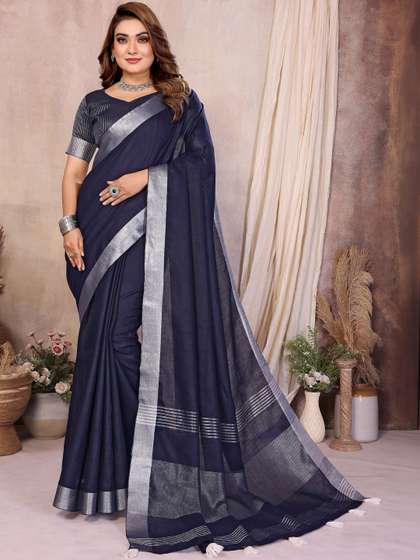 all about you Zari
                        Linen Blend Designer Saree