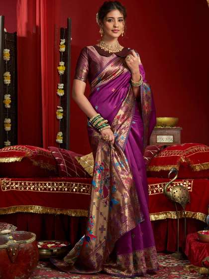 KALINI Woven Design
                        Zari Silk Blend Designer Paithani Saree