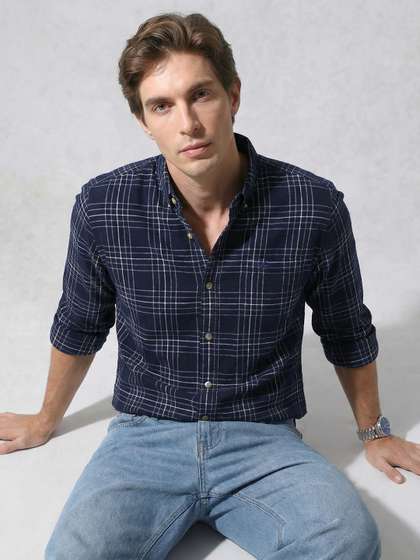 WROGN Slim Fit
                        Tartan Checked Cotton Casual Shirt