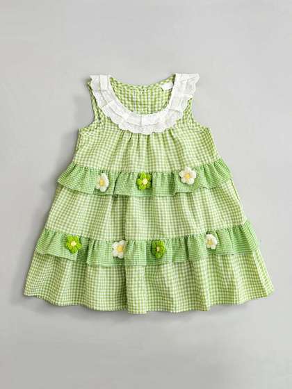 Hopscotch Checked Peter
                    Pan Collar Chiffon Fit & Flare Dress