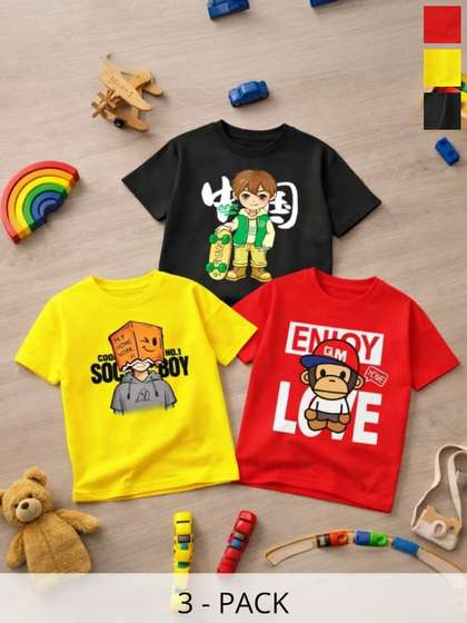 KEESOR Boys Pack of 3
                    Cotton T-shirt