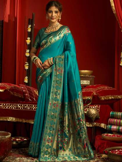 KALINI Woven Design
                        Zari Silk Blend Designer Paithani Saree