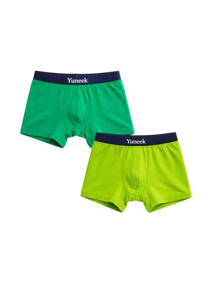 Yuneek Boys Pack of 2
                      Cotton Blend Assorted Solid Trunks