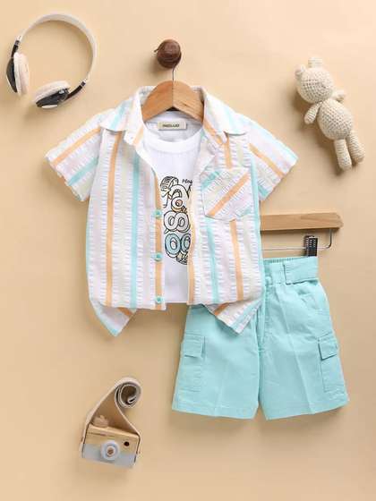 INCLUD Boys Striped
                    T-shirt and Shirt with Shorts