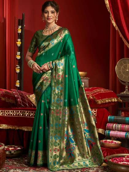 KALINI Woven Design
                        Zari Silk Blend Designer Paithani Saree