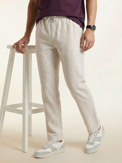 Nautica Men Cotton
                        Linen Regular Fit Trouser