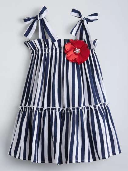 Hopscotch Striped
                    Chiffon Fit & Flare Dress