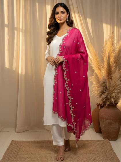 Komurr Embroidered
                          Dupatta with Sequinned