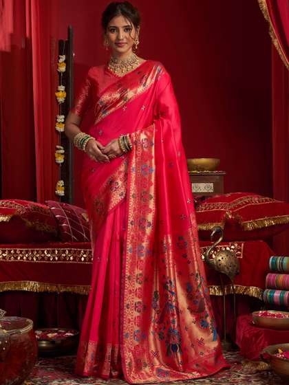 KALINI Woven Design
                        Zari Silk Blend Designer Paithani Saree