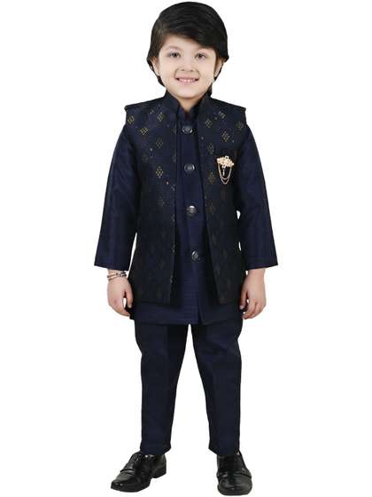 Arshia Fashions Self
                        Design Mandarin Collar Sherwani